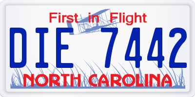 NC license plate DIE7442