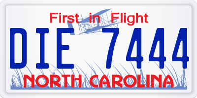 NC license plate DIE7444