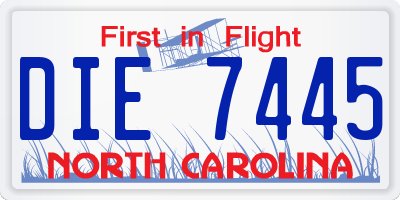 NC license plate DIE7445