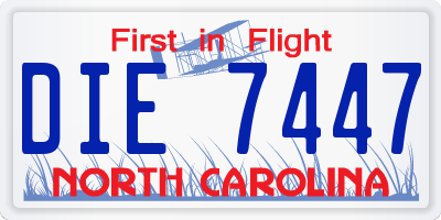 NC license plate DIE7447