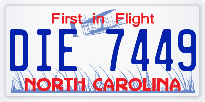 NC license plate DIE7449