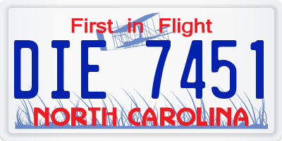 NC license plate DIE7451