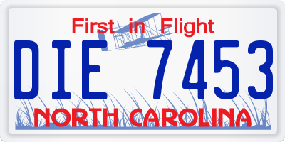 NC license plate DIE7453