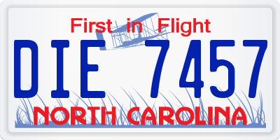 NC license plate DIE7457