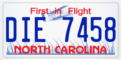 NC license plate DIE7458