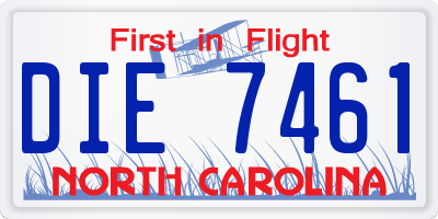 NC license plate DIE7461