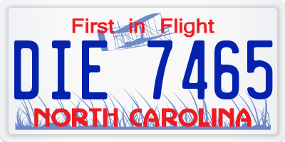 NC license plate DIE7465