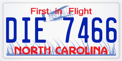 NC license plate DIE7466