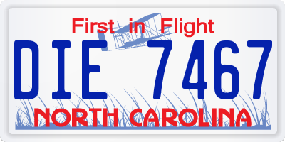 NC license plate DIE7467
