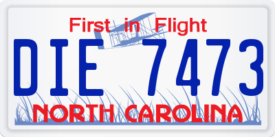 NC license plate DIE7473