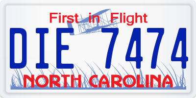 NC license plate DIE7474