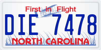 NC license plate DIE7478