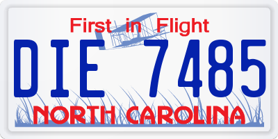 NC license plate DIE7485