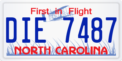 NC license plate DIE7487