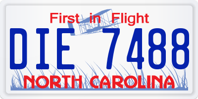 NC license plate DIE7488