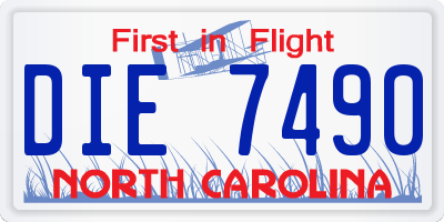 NC license plate DIE7490
