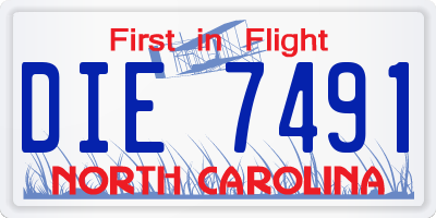NC license plate DIE7491