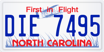 NC license plate DIE7495