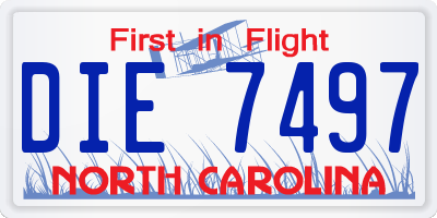 NC license plate DIE7497