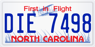 NC license plate DIE7498