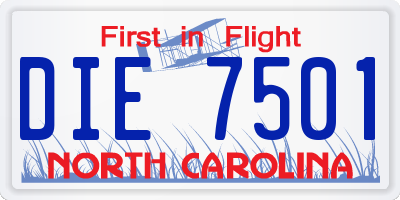 NC license plate DIE7501