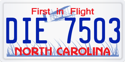NC license plate DIE7503