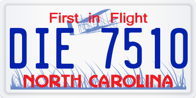 NC license plate DIE7510