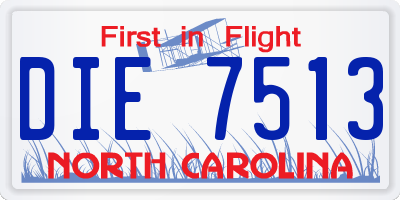NC license plate DIE7513