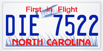 NC license plate DIE7522