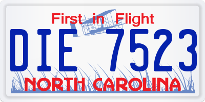 NC license plate DIE7523