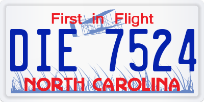 NC license plate DIE7524