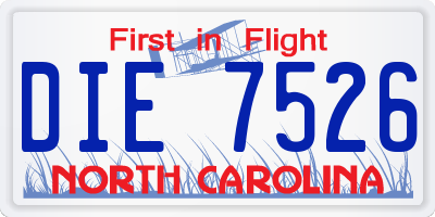 NC license plate DIE7526