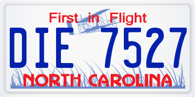 NC license plate DIE7527