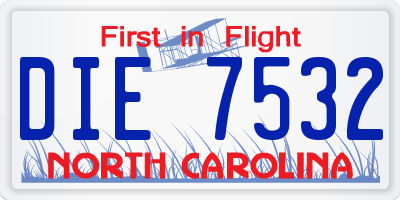 NC license plate DIE7532