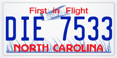 NC license plate DIE7533