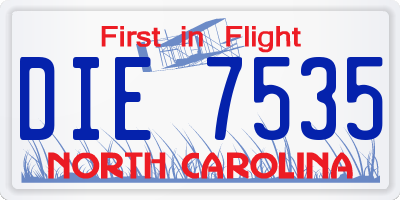 NC license plate DIE7535