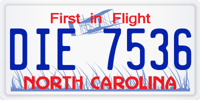 NC license plate DIE7536