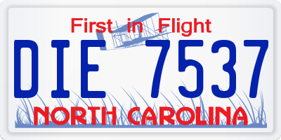 NC license plate DIE7537