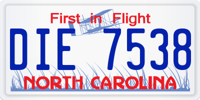 NC license plate DIE7538