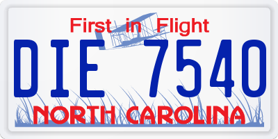 NC license plate DIE7540