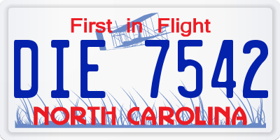 NC license plate DIE7542