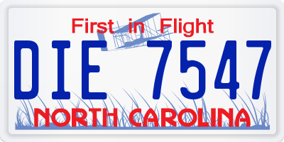 NC license plate DIE7547
