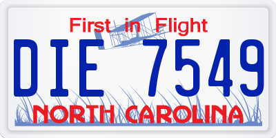 NC license plate DIE7549