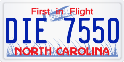 NC license plate DIE7550