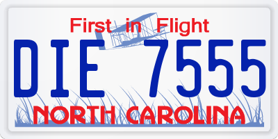 NC license plate DIE7555