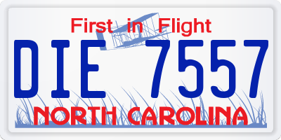 NC license plate DIE7557