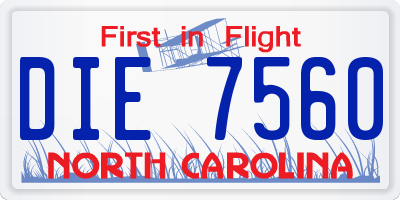 NC license plate DIE7560