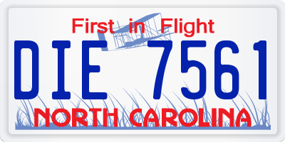 NC license plate DIE7561