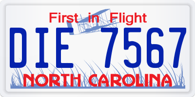 NC license plate DIE7567