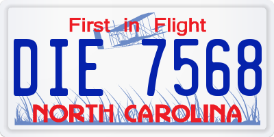 NC license plate DIE7568